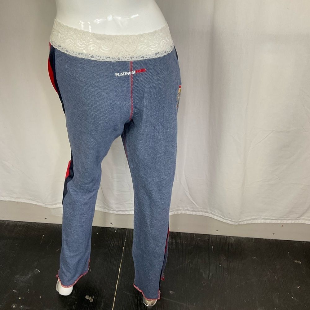 Harlem Globetrotters Blue Red Lace Waist Jersey Pants Joggers Size M - Picture 5 of 10